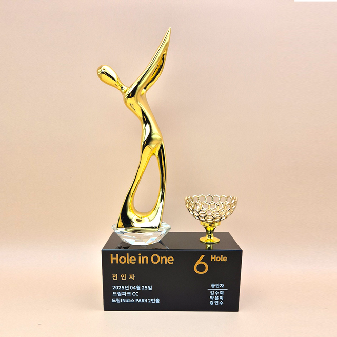 상패팡팡 골프트로피 홀인원트로피 싱글패 이글패 홀인원기념패 홀인원패021, 1개, 골드