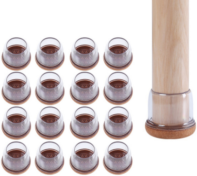 헤인느 층간 소음 미끄럼 방지 식탁 의자 발커버 세트, 16개, 브라운