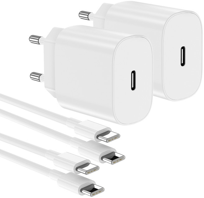 루미아코어 GaN PD3.0 PPS 25W c타입고속 충전기 + C타입 60W 케이블 고속충전 2m, 화이트, 2개