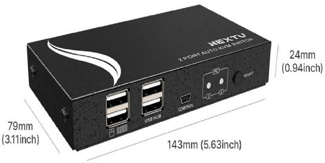 USB VGA KVM 스위치 케이블 일체형 1.4M 키보드 마우스 모니터 PC제어 RGB케이블
