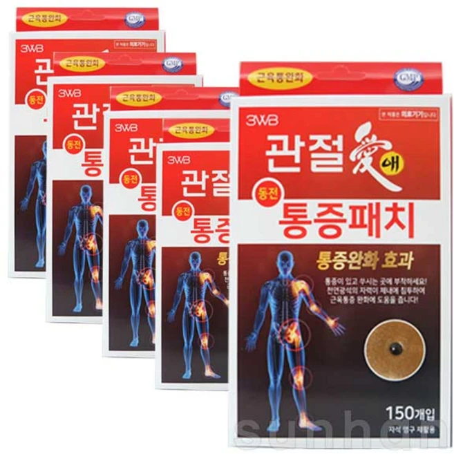 관절애 동전 통증패치 (자석패치 30매+리필패치 120매)/동전/자석/패치/파스/통증완화, 5개 - 쿠팡