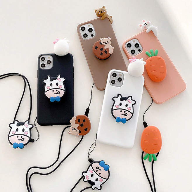 갤럭시 S23 플러스 울트라 ULTRA S23+ 스트랩 어부바 캐릭터 입체 그립톡 케이스