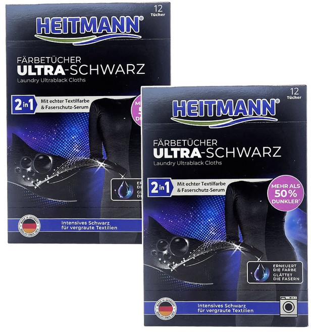 하이트만 독일 울트라 검은옷 섬유염색 세탁용 시트, 12매입, 2개