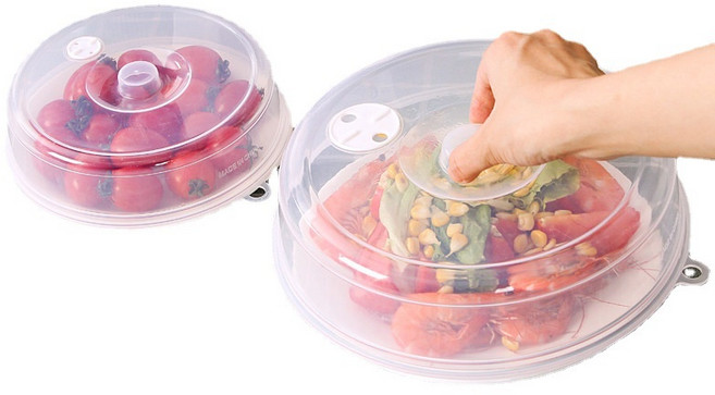 微波爐食物保鮮蓋 飯菜罩 盤蓋 碗蓋 可微波, 1套, 小號+大號, 透白