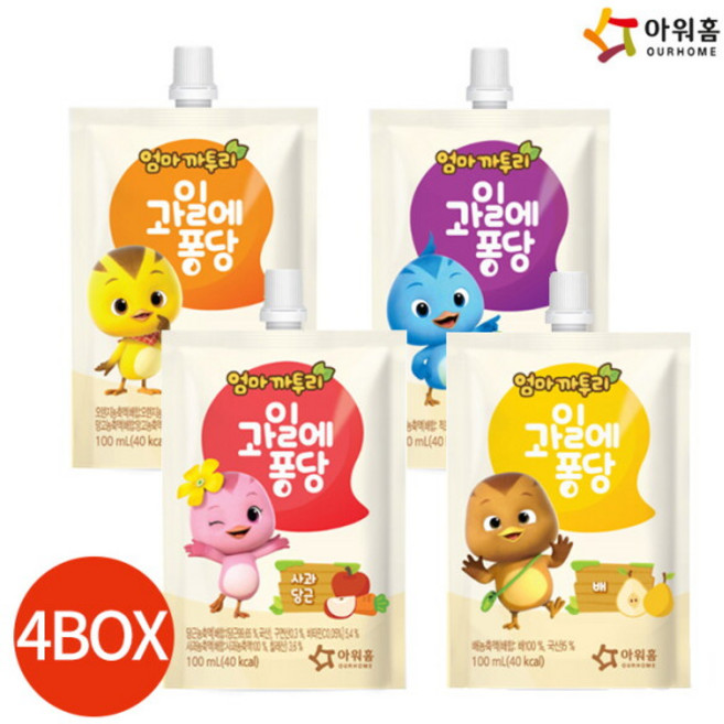 [연세우유] 아워홈 엄마까투리 4종 100ml x 10개 4박스 묶음 (각각 1박스)
