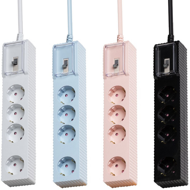 파워존 4000W 고용량 자동소화 웨이브 멀티탭 과부하차단 4구 50cm 1.5m 3m 5m 7m, 자동소화+과부하차단 4구, 블랙 50cm, 1개