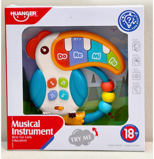 聲光玩具 音樂鈴 兒童玩具 手搖鈴 安撫玩具 幼教玩具 大嘴鳥 啄木鳥, 1個, 電子琴.大嘴鳥