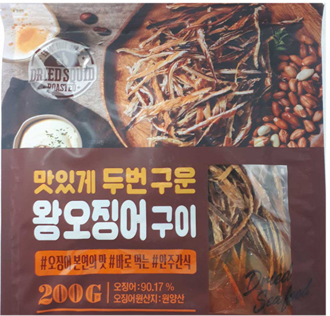 정화식품 맛있게 두번 구운 왕오징어구이 200g, 2개