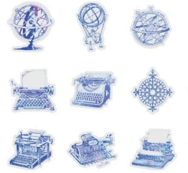 밝은 파란색 나비 로즈 문 해파리 스타일 스티커 스크랩북 선물 포장 라벨 장식 태그, 1개, 2. 회색