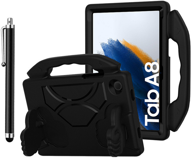갤럭시 탭 A8 전용 EVA폼 안전 거치대 손잡이 케이스 SM-X200 SM-X205, BLACK