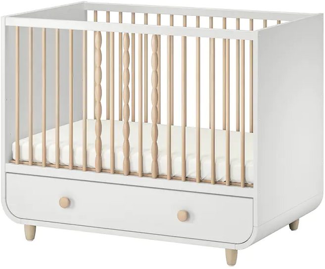 이케아 MYLLRA 뮐라 유아용침대+서랍장 화이트 60x120cm 604.835.85