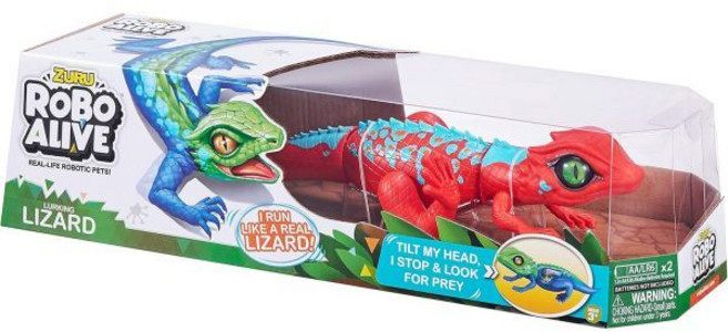 로보 움직이 장난감 어린이날 선물 ZURU 배터리 구동 로봇 인터랙티브 전자 파충류 얼라이브 잠복 도마뱀 시리즈 2 레드 블루 (레드 블루), Series 2, Red Blue