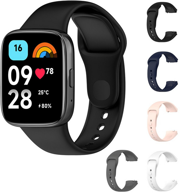 아이두지 샤오미 레드미 워치3 액티브 호환 밴드 실리콘 스트랩, 블랙