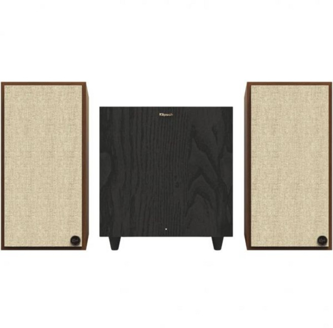 Klipsch 클립쉬 홈 시어터 번들 더 세븐스 헤리티지 영감의 파워드 스피커월넛와 R-80SWi 8인치 무선 서브우퍼블랙 - 강력한 21 오디오 시스템, 클립쉬 홈 시어터 번들 더 세븐스 헤리티지 인스파이어드
