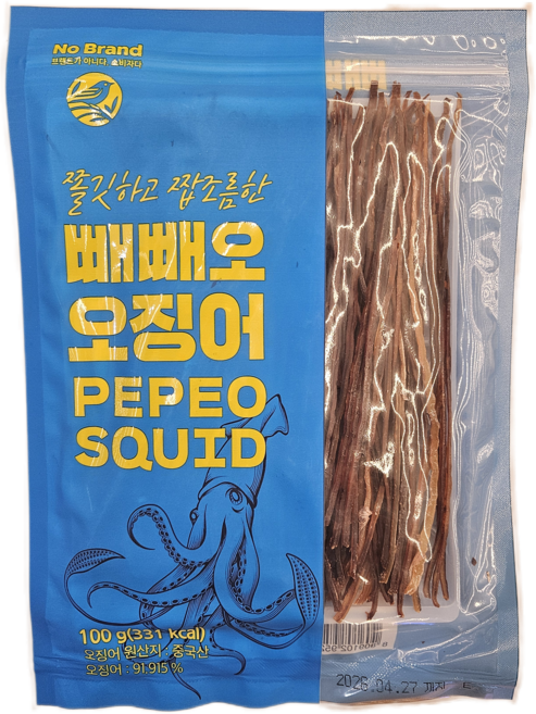 노브랜드 빼빼오 오징어, 1개, 100g