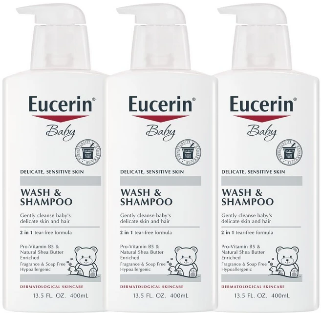 Eucerin - 유세린 베이비 아기 워시 & 샴푸 400ml 3팩, 1개 - 쿠팡