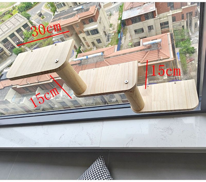 고양이 창틀 선반 캣타워 냥틀 프레임, 3단 계단, 1개