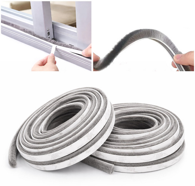 창문 소음 곤충 바람막이 접착 문풍지 모헤어 6x7mm, 2개