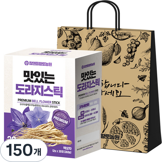 참앤들황토농원 맛있는 도라지스틱 + 쇼핑백, 12g, 150개