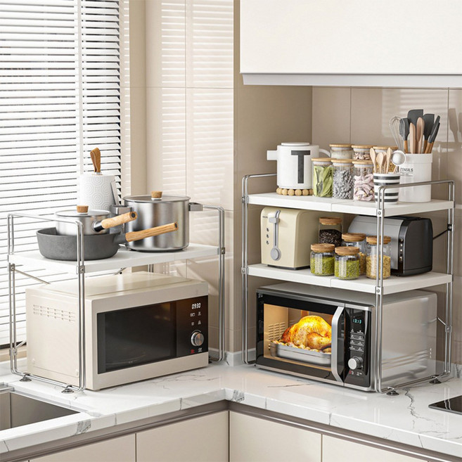 오틀리 너비높이조절 미드센츄리 철제 전자레인지선반, 1개