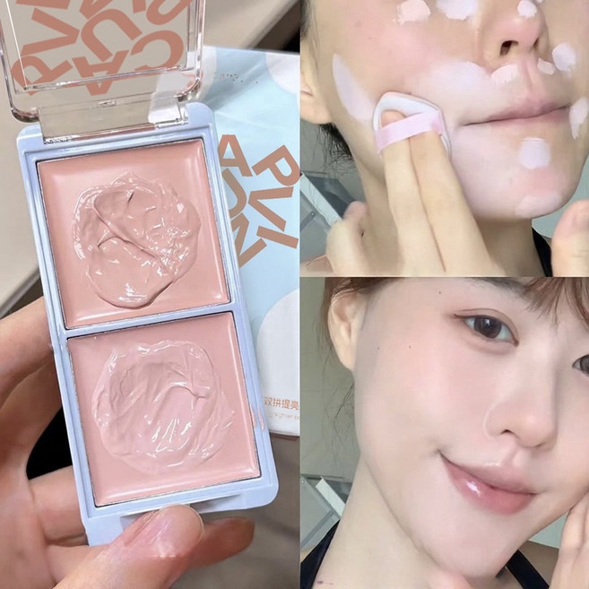 [도우인최저가당일발송] 듀얼브라이트닝 핑크크림컨실러 블러셔 동안메이크업 생기업!, 1개, 듀얼브라이트닝컨실러