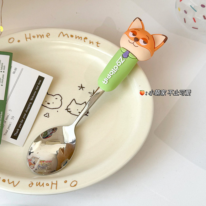 주토피아 수저세트 주디 닉 스테인리스 휴대용 수저세트 젓가락 포크 스푼 도시락 식기세트, 닉 스푼