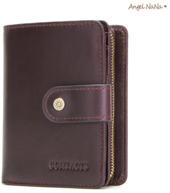 AngelNaNa 真皮 高質感瘋馬皮頭層牛皮RFID搭釦錢包男 SMA0282