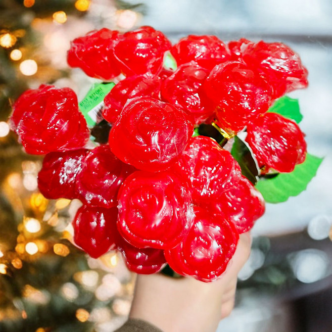 딸기맛 꽃다발 선물 로즈캔디 장미사탕, 36g, 5개