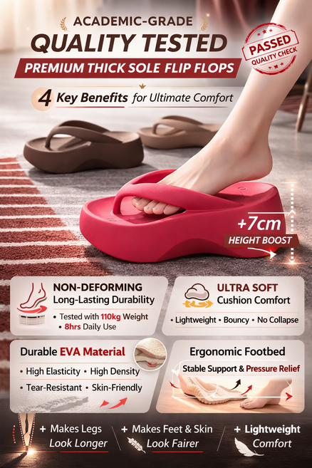 7cm 키높이 여성 초경량 EVA 통굽 슬리퍼 두꺼운 쪼리 여름 필수템 Genie OTL