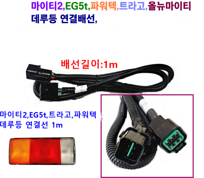 엑시언트 후미등 데루등 브레이크등 마이티2 EG5t 파워택 트라고 후미등(연결배선 소켓), 2.마이티2 메가5t 트라고 데루등배선, 1개