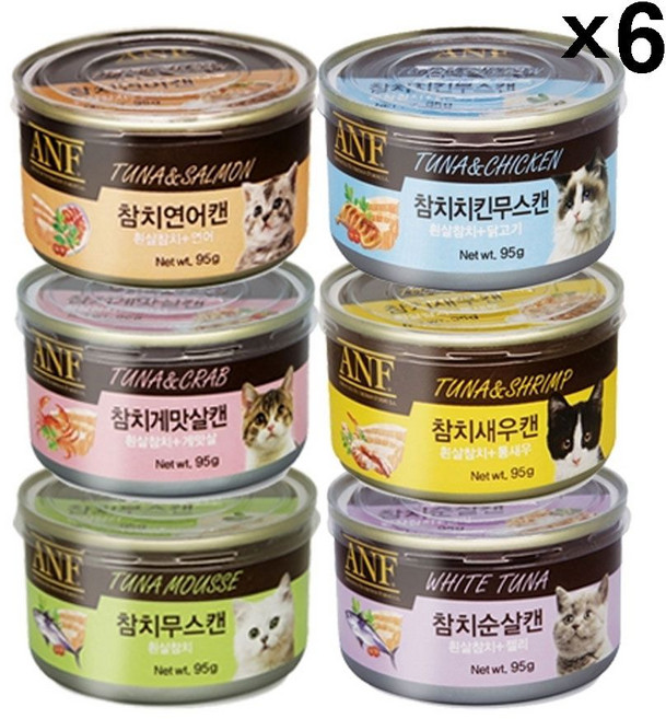 X6 고단백 고양이 살코기 습식간식 영양 참치간식 캔 95g ANF, 참치연어, 1개