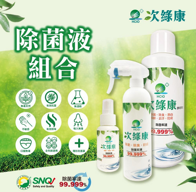 【次綠康】廣效除菌液組合裝 60ml 350ml 1000ml濃縮液 消毒噴霧 消毒藥水 抗菌噴霧 去污 消毒 無酒精, 1個
