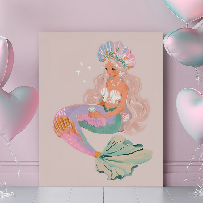 동화감성 공주포스터 시리즈2 18종 1-10 카페 아이방꾸미기 핑크인테리어 캔버스 그림액자 출산선물 키즈룸꾸미기 아이감수성 높이기, 캔버스액자 (45x53cm)