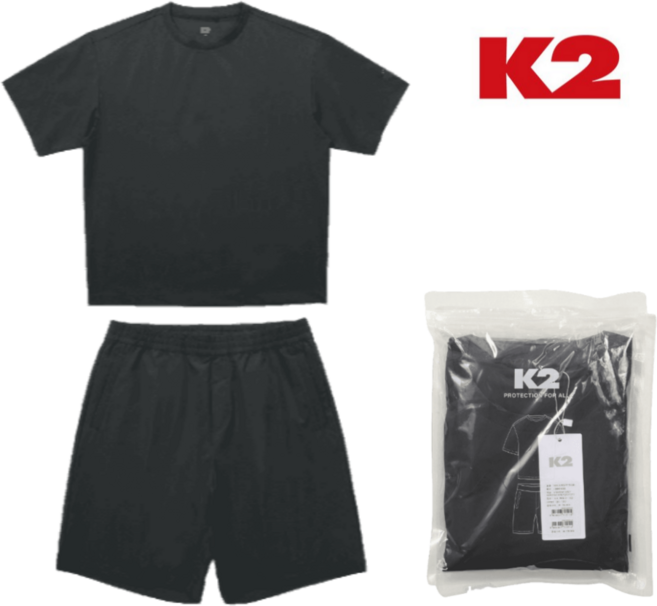 [백화점 매장판] K2 남여공용 썸머 쿨 우븐 상하 세트 우븐 반팔 반바지 SET