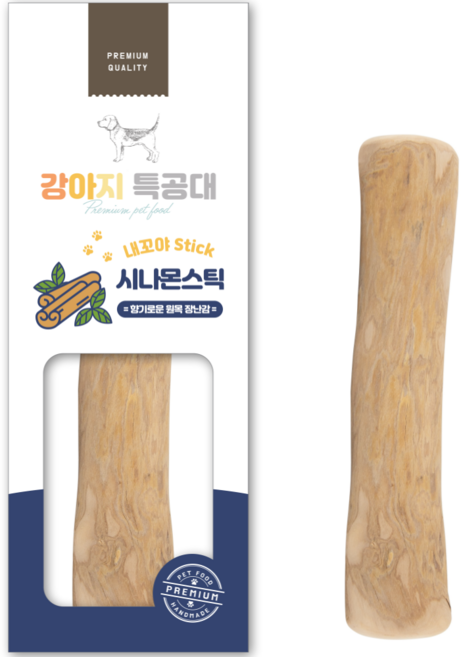 강아지특공대 향기품은 시나몬 우드스틱 강아지 이갈이 장난감, 1개, 우드