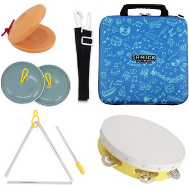 삼익악기 에바폼 케이스 탬버린 심벌즈 캐스터네츠 트라이앵글 리듬세트 NSR-E32, BLUE (블루), 1세트