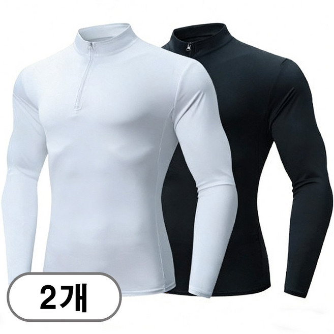 차쿠 1+1 남성 봄 가을 집업 긴팔 티셔츠 트레이닝 집업 하이넥 러닝 스판 쫄쫄이 긴팔