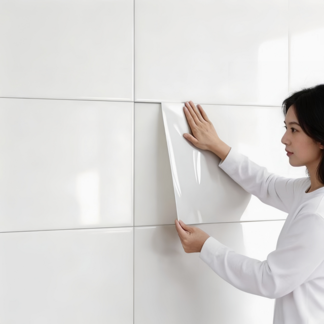 홈잼 붙이는 대리석 벽지 셀프 인테리어 타일 벽 시트지 폼블럭 32P 세트, 화이트 타일