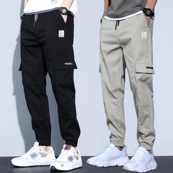1+1 남자 포켓 밴딩 카고팬츠 캐주얼 배기바지 가을 조거팬츠 트레이닝 바지 작업복 캠핑 2장묶음