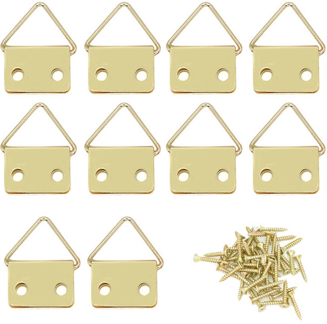 아이베란다 액자고리 훅 프레임 고리 삼각걸이 16x22mm, 10개, 골드