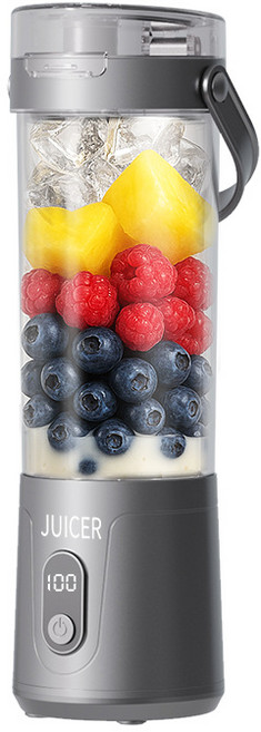 PYHO 휴대용 무선 믹서기 소형 블랜더 사무실이나 야외에서 모두 휴대하고 사용할 수 있어 USB 충전 전기 믹서컵 600ml, 그레이