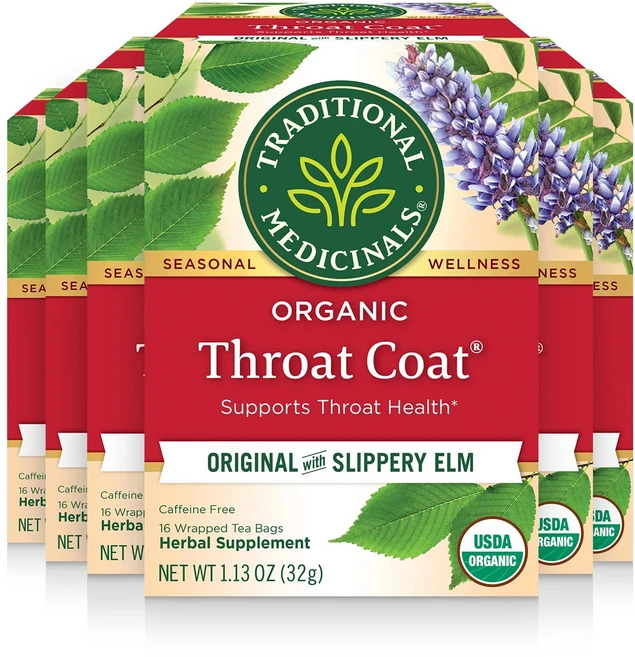 Traditional Medicinals Organic Throat Coat Seasonal Tea 16 Count (Pack of 6), 32g, 1개, 1개입 - 쿠팡