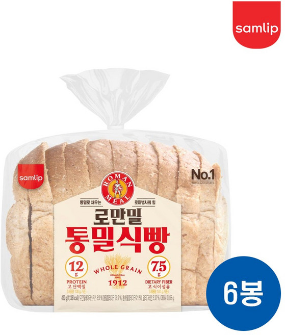삼립 로만밀 통밀식빵 420g 6봉, 6개