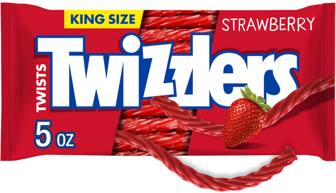TWIZZLERS 스트로베리 츄이 캔디 트위스트 감초 5온스 Twizzlers Twists Strawberry Flavored King Size Licorice Style Ca, 1개, 500g