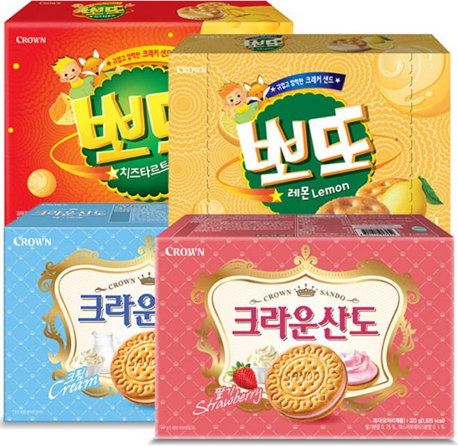 [냠냠상회] 대용량 뽀또 레몬+뽀또 치즈타르트+산도 딸기+산도 크림, 1.323kg