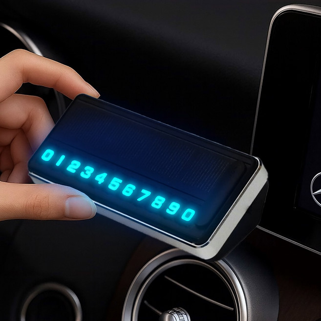 LED 차량용 주차번호판 태양광 충전 전화번호판 알림판 커스텀월드, 1개, 블랙