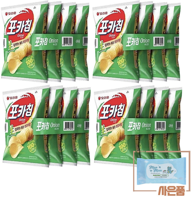 오리온 포카칩 어니언 (+물티슈 10매 증정), 152g, 4개