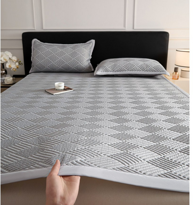 드림피그 여름용 아이스 냉감 고정밴딩 매트리스 패드, 차콜그레이