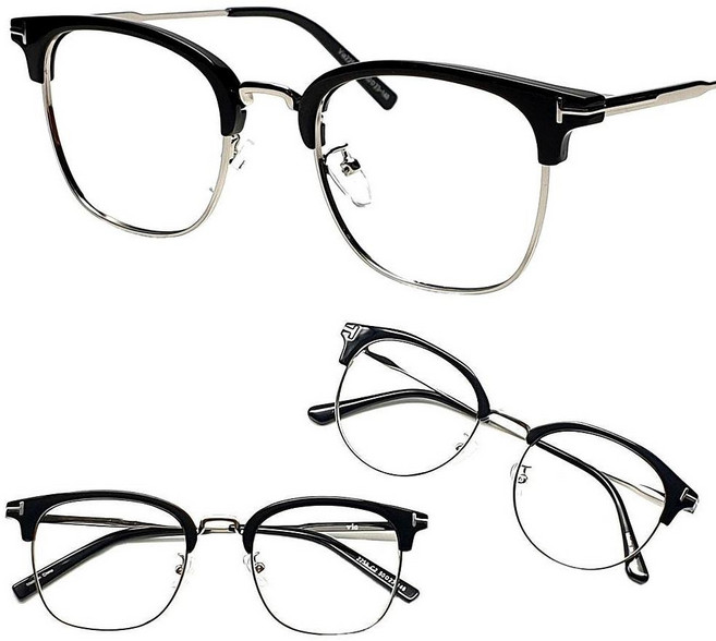 페이스오프 BEST 2종 하금테 안경 명품 디자인 라운드 원형 스퀘어 사각 반뿔테 남자 여자 투명 안경테