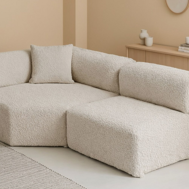 커버무드 고탄력 플러피 소파커버 + 자체제작 고정 스펀지, 1개, 아이보리